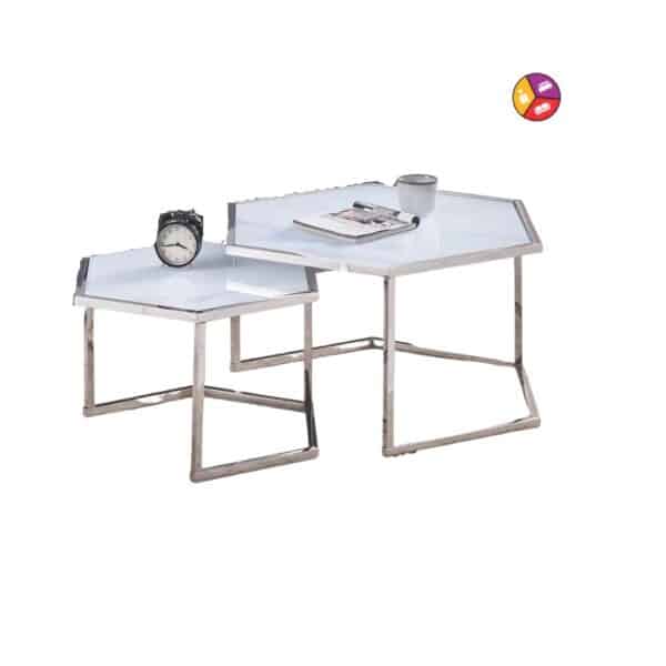 TABLE BASSE GIGOGNE HEXAGONA CHROME BLANC ULTRA - Image 2