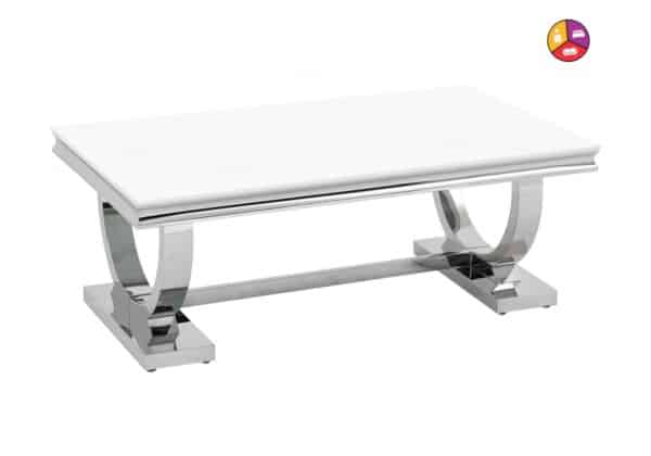 TABLE BASSE OMEGA CHROME RESINE BLANCHE