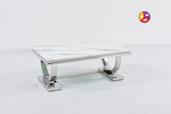 TABLE BASSE OMEGA CHROME MARBRE  BLANC - Image 2