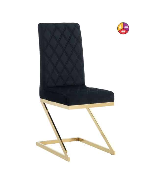 CHAISE COCOMAT MATELASSEE GOLD VELOURS NOIR