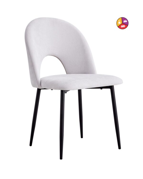 CHAISE TEDDY CHENILLE LIGHT GREY PIED METAL NOIR