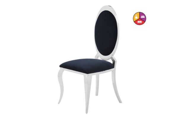 CHAISE ANGEL CHROME VELOURS NOIR