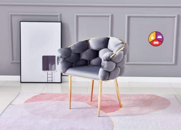 CHAISE BALLON GOLD VELOURS ANTHRACITE