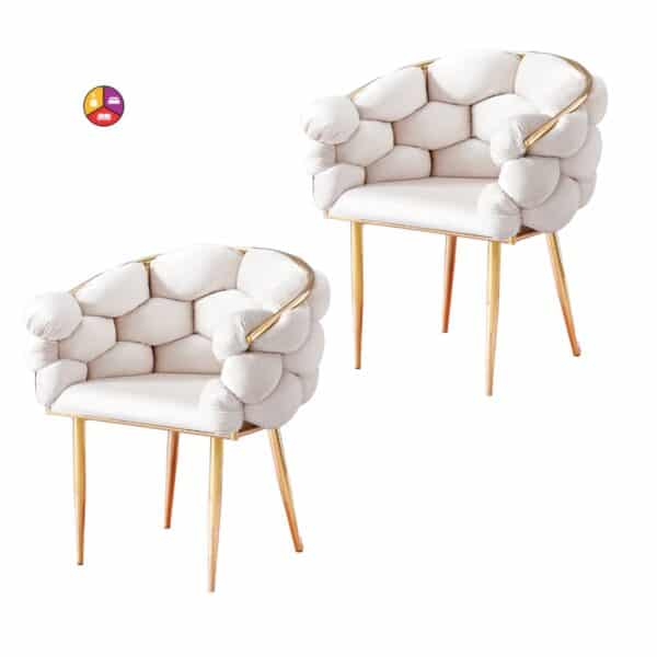 CHAISE BALLON GOLD VELOURS BEIGE - Image 2