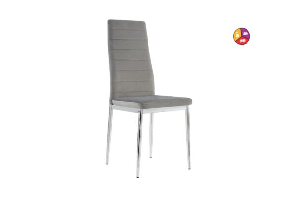 CHAISE TOLIA  CHROME VELOURS GRIS