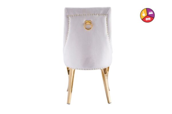 CHAISE ANNEAU CLOUTE GOLD VELOURS ECRU - Image 2