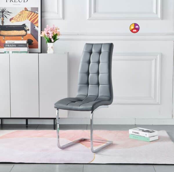 CHAISE BELLA EN SIMILICUIR GRIS