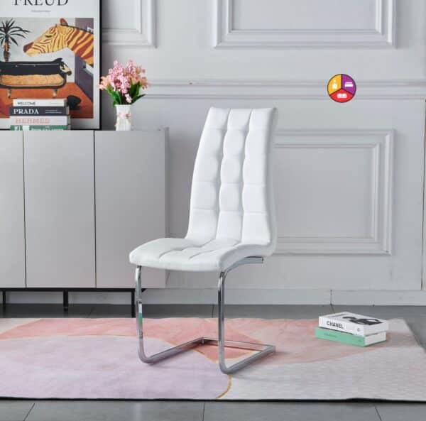 CHAISE BELLA EN SIMILICUIR BLANC