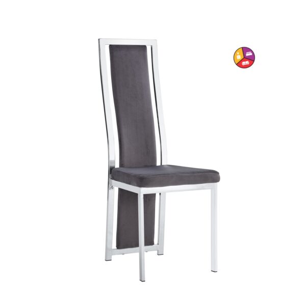 CHAISE DANA CHROME VELOURS GRIS