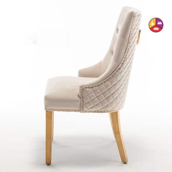 CHAISE ANNEAU CLOUTE MATELASSE GOLD BEIGE - Image 3