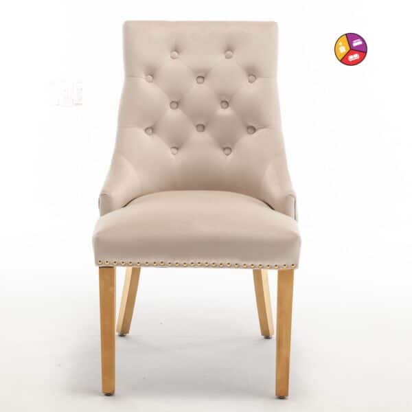 CHAISE ANNEAU CLOUTE MATELASSE GOLD BEIGE - Image 2