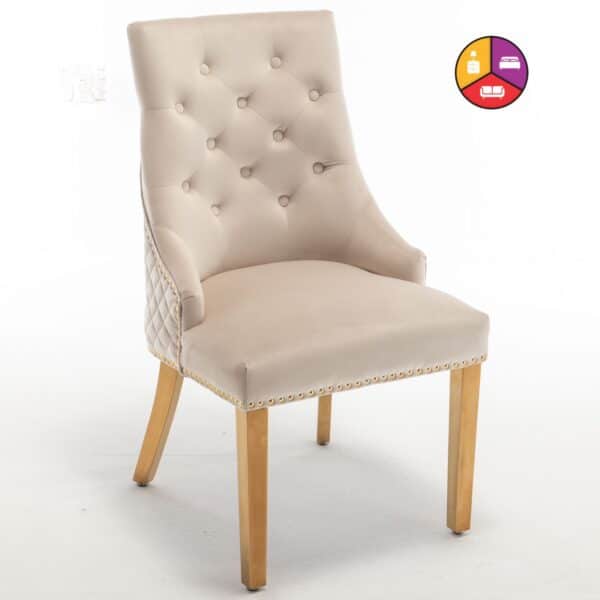 CHAISE ANNEAU CLOUTE MATELASSE GOLD BEIGE