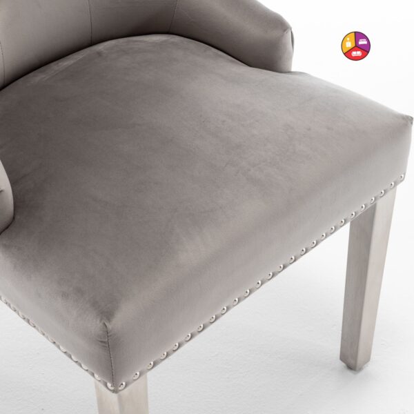 CHAISE ANNEAU MATELASSE CHROME GRIS - Image 3