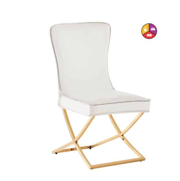 CHAISE GABRIELLE GOLD  VELOURS ECRU