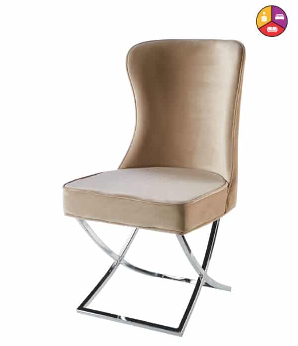 CHAISE GABRIELLE CHROME VELOURS  BEIGE