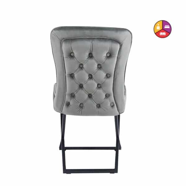 CHAISE GABRIELLE METAL NOIR VELOURS ANTHRACITE - Image 2